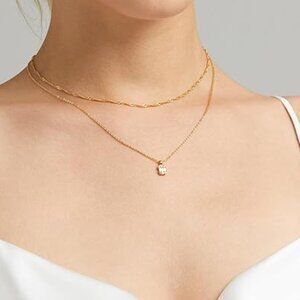 Neiman Marcus 18k Plated Solitaire Birthstone Necklace